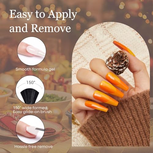 modelones Fall Gel Nail Polish Set 6 Colors, Brown Burnt Orange Burgundy - color: A A A1 Orange Burgundy