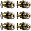 Probrico Bed/Bath Keyless Privacy Interior Door Knobs, Antique Brass Door Knobs 6 Pack - color: Antique Brass