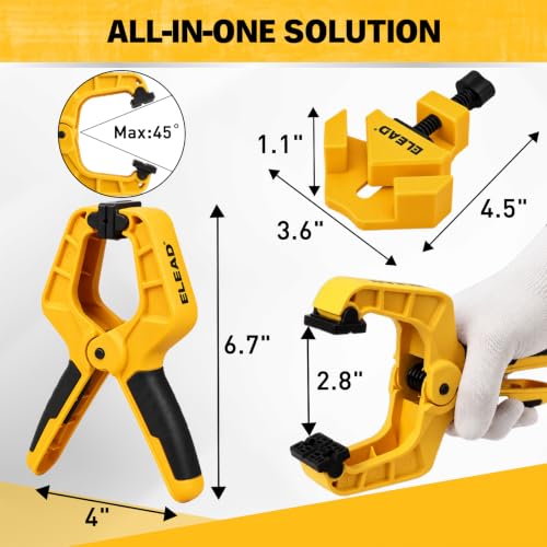 10-Piece Bar Clamps for Woodworking, 4PCS 6-inch & 2PCS 12-inch One-Handed F Clamp/Spreader with 132 LBS Load Limit, Spring Clamps, 90° Angle Clamp, Quick Release Grip - style: 10-Piece