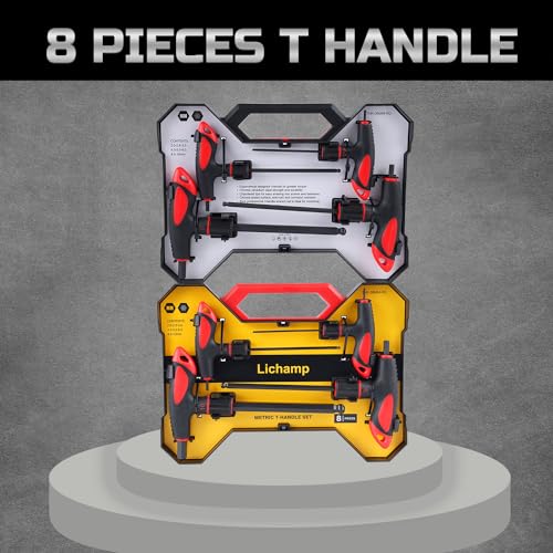 Lichamp 8 Pieces Metric T Handle Allen Wrench Set, 2-10 mm, Ball Head - size: 2 to 10 mm