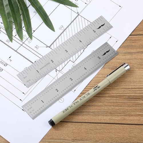 Mr. Pen- Machinist Ruler, 6 Inch, 2 Pack, Stainless Steel Imperial - style: 6 inch, 2 Pack 1/8-1/64 Graduation