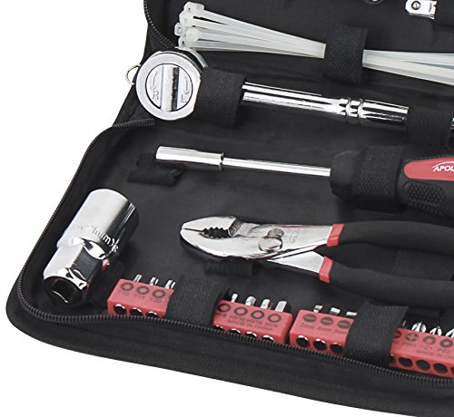 Apollo Tools 56 Piece Compact Metric Auto Tool Set, Red DT9775 - style: Metric (Automotive)