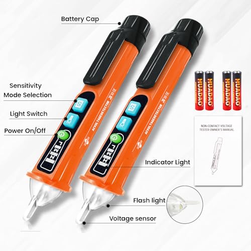 Non Contact Voltage Tester (2 Pack Orange) - color: 2 Pack Orange