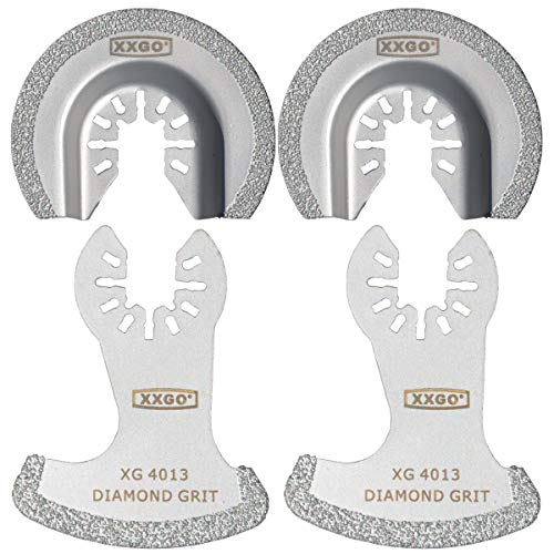 XXGO 4 Pcs Oscillating Multi Tool Diamond Grout Removal Blades XG4002D - size: 4 Pcs Multi Tool Grout Remover Blades