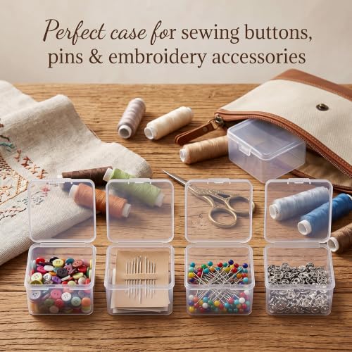SATINIOR 24 Packs Small Clear Plastic Beads Storage Containers Box with Hinged Lid for Storage of Small Items, Crafts, Jewelry, Hardware (2.5 x 2.5 x 1.6 in) - size: 2.5 x 2.5 x 1.6 in