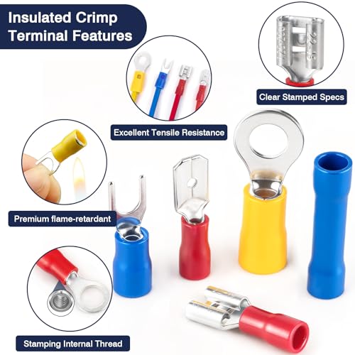ZQZ 1520Pcs Wire Connectors Kit, Crimp Electrical Terminal Connectors - size: Mixed Crimp