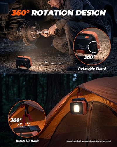 Rechargeable Work Light, 2000LM Magnetic Work Light with 4 Lighting Modes - color: Orangish
