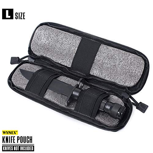 WYNEX Tactical Small Molle Pouch Nylon Knife Sheath for Belt Hunting Gear - color: Black - Large