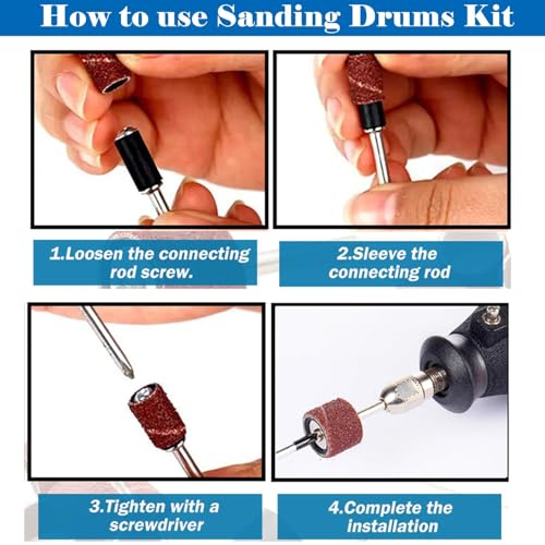 Sanding Drum Set for Most Rotary Tools-Includes 138 Aluminum Oxide Sanding Sleeves for Drum Sanders (80,120,240 Grit) and 12 Drum Mandrels-Sanding Bits Tool Accessories with Box - color: 150pcs-2 Styles