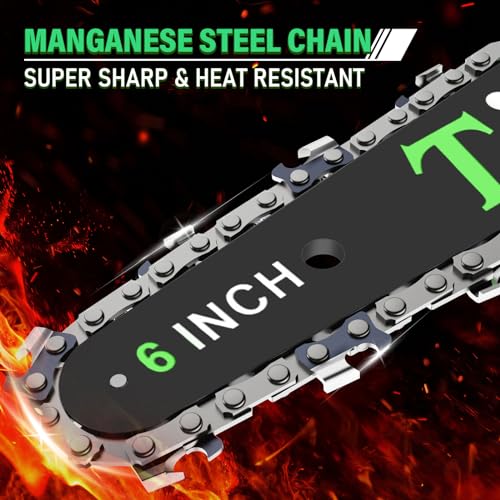 Tietoc Mini Chainsaw 6-Inch with 2 Batteries, Electric Saw, Stocking Stuffers Christmas Birthday Gifts Present for Men Dad Husband Gardener Adults, Cool Gadgets 2025 - color: ‎green-2 Batteries