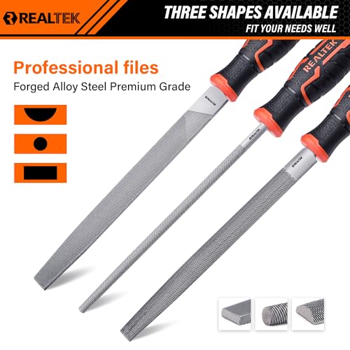 REALTEK 3Pcs Metal File Set,Half Round/Flat/Round Files for Metal - style: MetalFiles-3pc