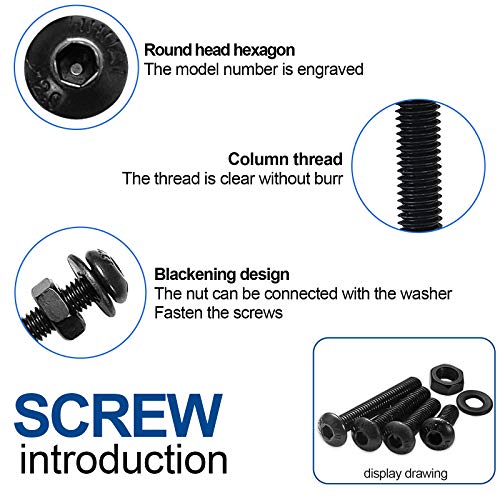 NINDEJIN M5 M4 M3 M2 Hex Socket Head Button Screw Bolts Nuts and Washer Assortment Kit, 1060PCS Small Metric Screws with 4PCS Allen Wrenches, Black Machine Screws Set 12.9 Carbon Steeel - size: 1060 Hex Button Head Socket Screws Nuts