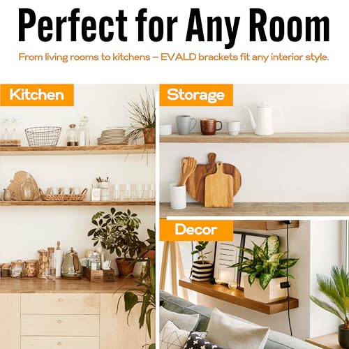 EVALD LevelMate™ Uni-Mount 4 Inch Floating Shelf Brackets, Hidden Shelf Brackets with Anti-Sag Pinol Screw System, Floating Shelf Mount with Screws & Anchors (4 Pack) - size: 4 Inch, style: 4 Pack Uni-mount
