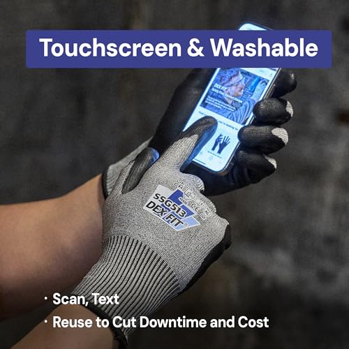 DEX FIT SSG513 Stainless Steel Cut Resistant Gloves, ANSI A5, Durable Non-Slip Nitrile Grip, Touchscreen, Comfort Stretchy Fit, Thin & Breathable, Machine Washable; Gray S (7), 3 Pairs - color: A5 Gray Lite, size: Small (3 Pairs)