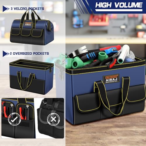 AIRAJ 2 Pack Large Tool Bag,14" & 18" Wide Mouth Portable Tool Bags for Men - size: 14"+18"