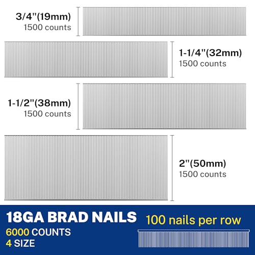 WORKPRO 18 Gauge Brad Nails, 2'',1-1/2'',1-1/4'', 3/4''Brad Nails - size: 2'',1-1/2'',1-1/4'', 3/4''