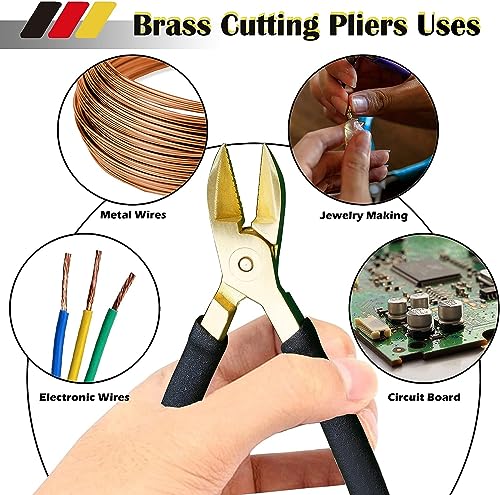 WEDO 7-inch Diagonal Cutting Pliers, Diagonal Cutters Wire Cutters, Brass Side Cutting Pliers, Side Cutter with Non-Slip Handle, Length 175mm, Die-Forge, Corrosion Resistant, DIN Standard - size: 7-Inch Diagonal Cutting Pliers