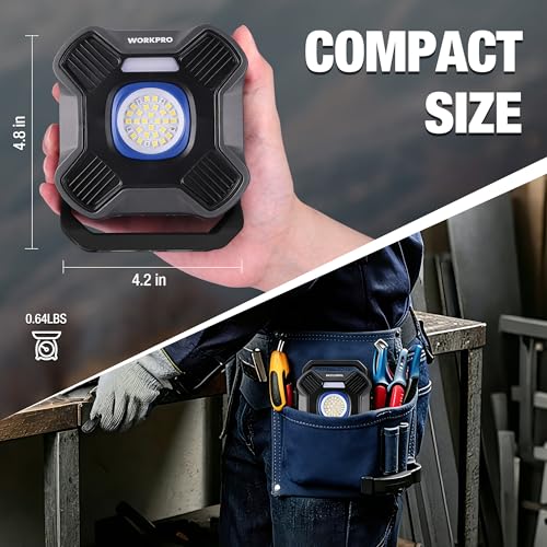 WORKPRO Magnetic Work Light, 4000mAh Rechargeable LED Work Lights, 2000LM