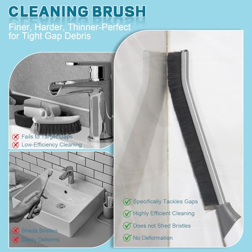 Thin Cleaning Brush Set - Gap Cleaning Tools, Multi-Purpose Hard Bristle Grout Scrub Brushes & Grout Cleaner Brush for Deep Scrubbing in Kitchen, Bathroom, Toilet, Sink Gap - color: White 6pcs