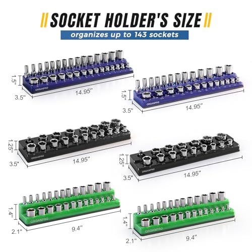 Magnetic Socket Organizer, 143-Socket Holder Tray Set| Strong Base