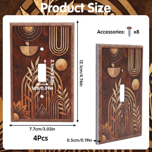 Wooden Boho Switch Cover, 4 Pack Outlet Plates - color: Boho Wooden