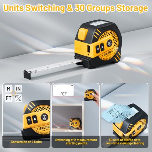 Laser Tape Measure 2-in-1, 132Ft Laser Measurement Tool & 16Ft Measuring Tape, Digital Laser Tape Measure, Self-Locking