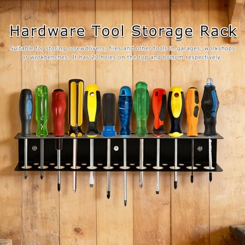 Screwdriver Organizer Wall Mount, Heavy Duty Metal Utility Storage Rack Storage Peg Board Hand Tools Organizer Screw Driver Holder Suitable Garages Homes Workshops Sheds