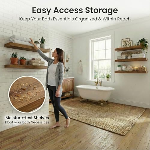 ROGMARS 36 Inches Long Walnut Floating Shelves - color: Walnut, size: 36 Inch set of 6