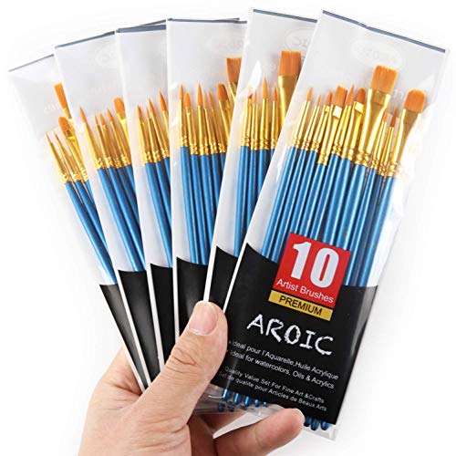 AROIC Painting Brush Set, 30 Packs/300 Pieces, Nylon Brush Head - size: 300pcs