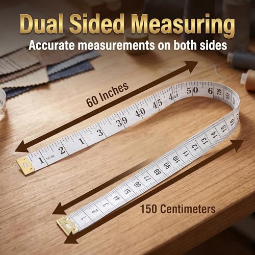Measuring Tape for Body Measurements, Soft Tape Measure Double Scale, Has 150 Centimetre Scale on Reverse and Front 60 Inch - color: White