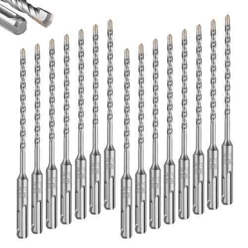 Geinxurn 3/16" x 6" SDS Plus Rotary Hammer Drill Bits, 15PCS Double Thread Masonry Drill Bits Set Carbide Tipped, Drilling in Brick, Stone and Concrete, Cement Walls - size: SDSBIT031606-015