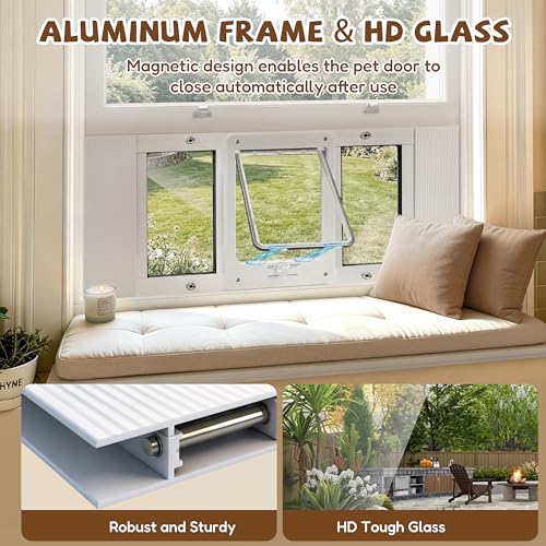 Full-Size Cat Door for Window, H: 15.3", Fit 28"-32" Window - size: Fit 28"-32" Window