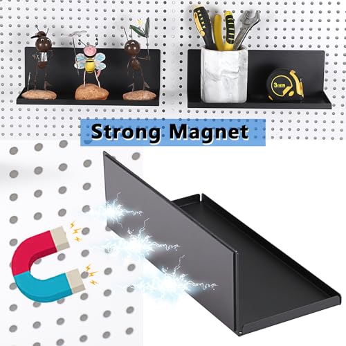 Kokone 6 Pack Metal Magnetic Pegboard Shelves with Lip Around The Edge - color: With Edges