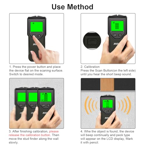 Stud Finder Wall Scanner - 5 in 1 Stud Finder Tool w/Smart Chip and HD LCD Display, Stud Detector Beam Finders for the Center and Edge of Wood AC Wire Metal Studs Joist Pipe (‎Bark) - color: ‎bark