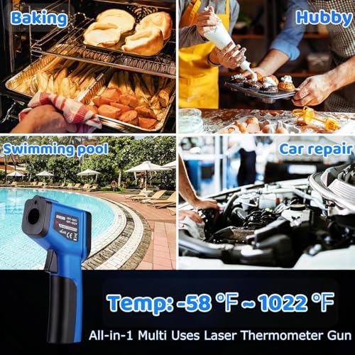 Infrared Thermometer Gun for Griddle, Digital Laser Temperature Thermometer - color: Blue