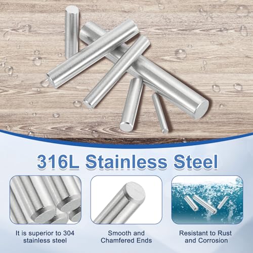 uxcell 40 Pcs 3 mm x 14 mm Dowel Pins, 316L Stainless Steel Cylindrical Dowel Pins Shelf Support Peg Pin Rod Fasten Elements Metal Shelf Pegs Silver Tone - size: 3 mm x 14 mm