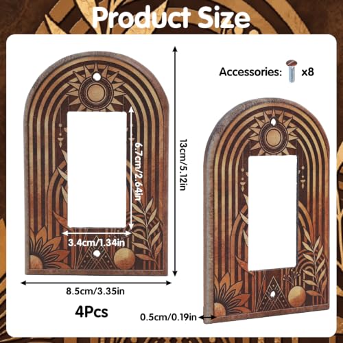 Wooden Arch Switch Cover, Boho 4 Pack Outlet Plates - color: Boho Arch Wooden