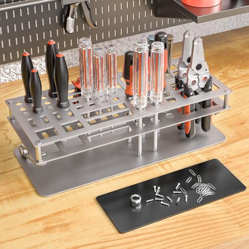 Screwdriver Organizer Holder Rack: Height Adjustable (Silver) - color: Silver