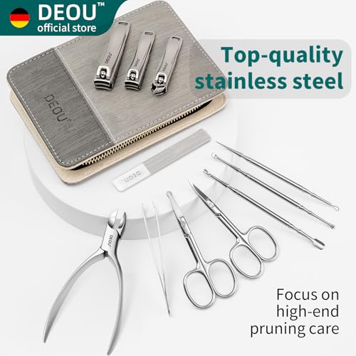 DEOU Manicure Sets Nail Clippers Stainless Steel Manicure and Pedicure kit Girls Professional Nail Files and Men's Grooming Scissors Tools for Home Personal Care or Gifts (Pink Upgraded Version) - color: Pink Upgraded Version