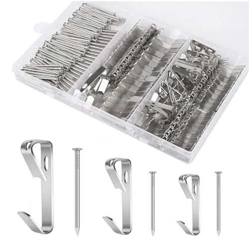 210Pcs Picture Hanging Kit with 20LB/30LB/50LB, Wall Hook with Nails for Hanging Picture, Metal Hangers Hook for Drywall & Wooden Wall - color: Silver