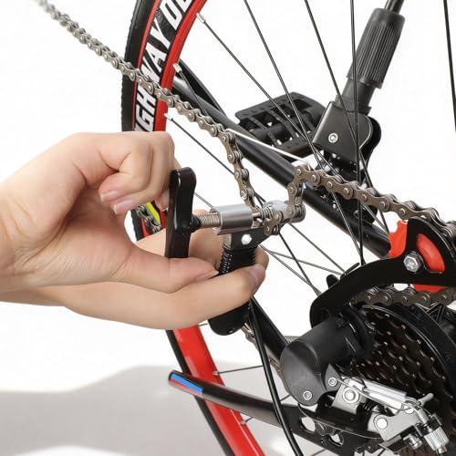 Oumers Universal Bike Chain Tool, Road & Mountain Bicycle Chain Breaker & Installer Kit, Chian Splitter Repair Kit - color: black