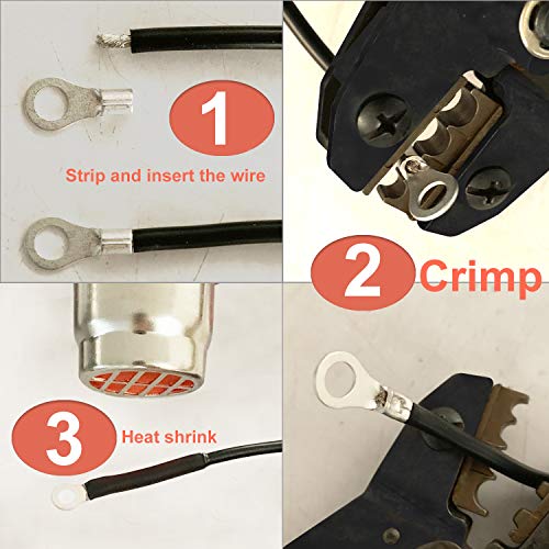 260PCS AWG 22-16 16-14 12-10 Copper Ring Fork Terminals Tin Plated Non-Insulated Electric Wire Connectors