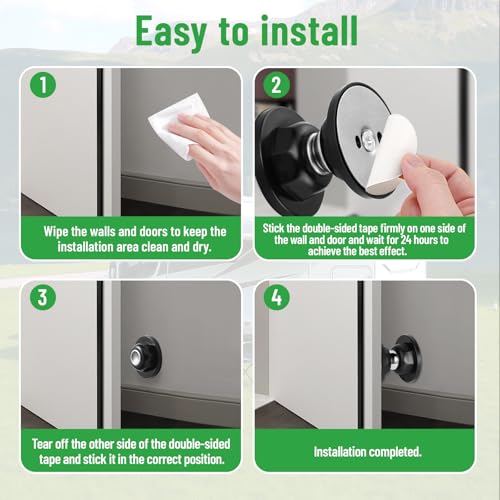 2 Pcs RV Magnetic Door Buckles Provide Windproof Door Stops For Rv Campers, Keeping The Doors Open And Protected From Impact And Damage.Essential Accessories For Travel Camping (White, Black)
