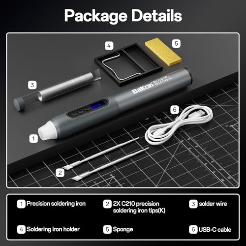 Bakon Cordless Precision Soldering Iron Kit - color: Silver