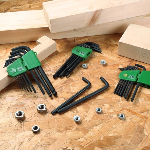 SK Allen Wrenches Sets, 18-Piece Metric/SAE/Star Hex Key Set, S2 Steel - style: Metric/SAE/Star