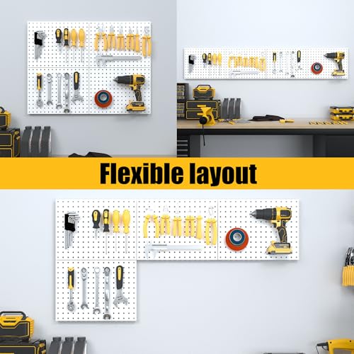 Spampur Peg Board, 4 Pack Metal Pegboard Panels with 50 Hooks - color: White, size: 16x12"- 4 Pcs