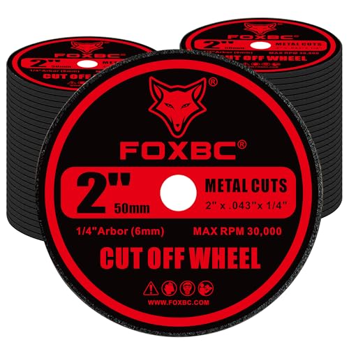 FOXBC 2 Inch Metal Cut Off Wheels for Die Grinder, 2" x .04" x 1/4", Cutting for Metal, Stainless Steel, Plastic - 100 Pack