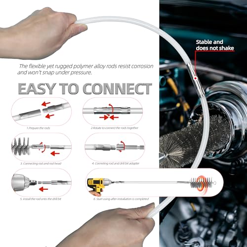 Drill-Powered Chimney Brush & Pipe Cleaning Brush Kit