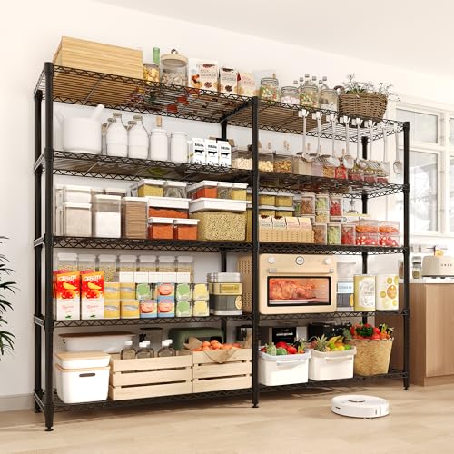 5-Tier Metal Storage Shelves, Heavy Duty Wire Rack Shelving Unit for Garage Kitchen Storage, 15.7"D x 71"W x 70.5"H Adjustable Shelf for Basement & Pantry Room Organization, Easy Assembly - size: 71"W x 70.5"H x 15.7"D, 5-Layer,