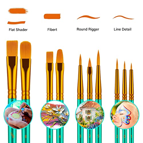 Artstorys Paint Brushes Set, 20 Pcs Acrylic Oil Watercolor Painting Brushes - color: Green